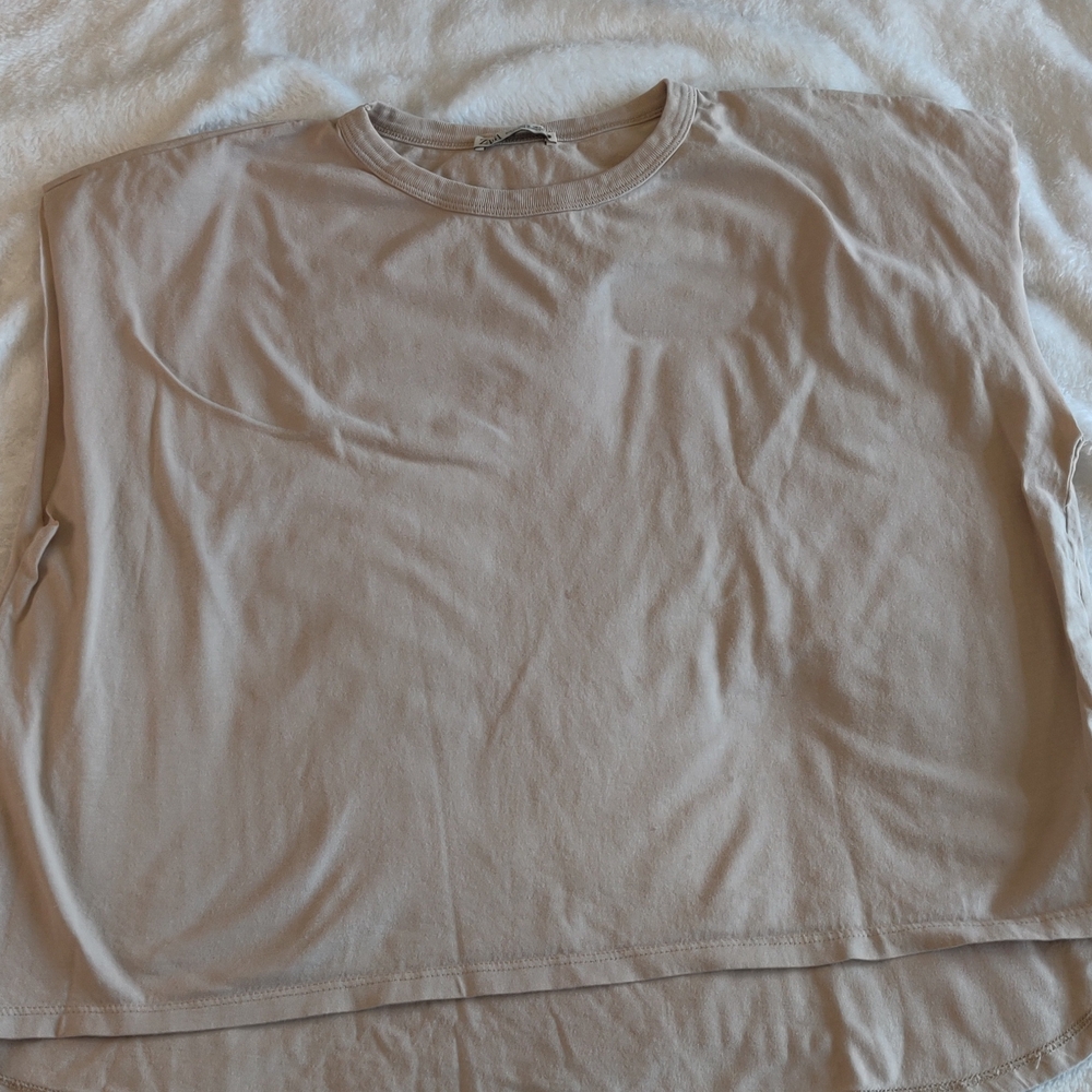 Zara Light Tan Short Sleeve Top
